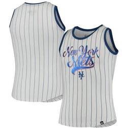 Girls Youth New Era White/Royal New York Mets Pinstripe Tank Top