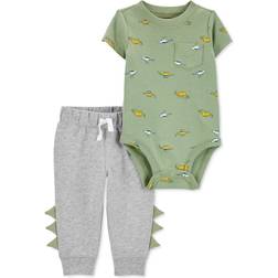 Carter's 18M 2-Piece Dinosaur Bodysuit And Pant Set Green/grey