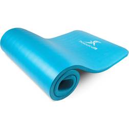 ProsourceFit Extra Thick Yoga and Pilates Mat 1" (25mm) 71-inch Long High Density Exercise Mat with Comfort Foam and Carrying Strap, Aqua