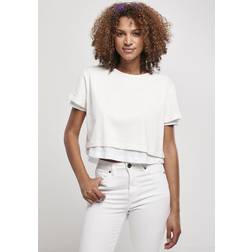 Urban Classics Women's Ladies Full Double Layered Tee T-Shirt, and White