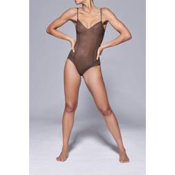 Item m6 All Mesh V-Neck Body Faded Rose - Milk Chocolate
