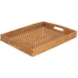 Martha Stewart 16in Rattan Woven Brown Serving Tray