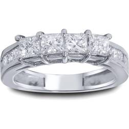 Pompeii3 Princess Cut Diamond Wedding Anniversary Ring - Silver/Diamonds