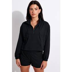 Women's Hummingbird Windbreaker Half Zip Jacke - Black