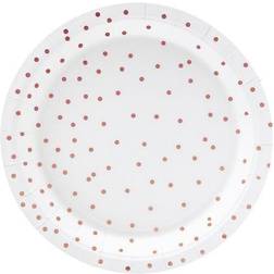 PartyDeco Wegwerpservies Wegwerpbord Stippen 18 cm 6 stuks Wit