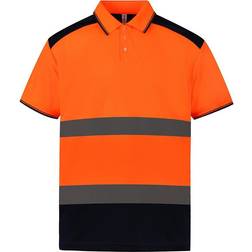 Yoko Vuxna Unisex tvåfärgade kortärmade polotröjor i två färger Orange/Navy