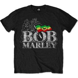 Bob Marley T-Shirt Distressed Logo - Black