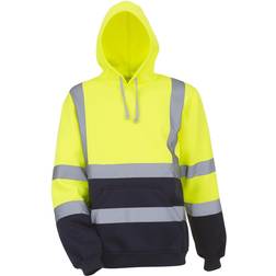 Yoko Mens High Visibility Pull-Over Hoodie (Yellow/Navy)