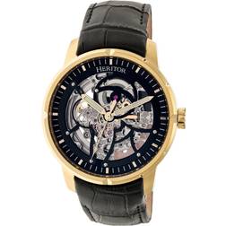 Heritor Automatic Ryder Black & Gold & Black Leather 44mm