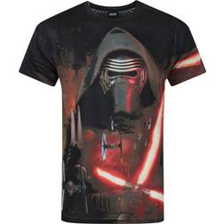 Star Wars Mens Force Awakens Kylo Ren Lightsabre Sublimation T-Shirt (Black)