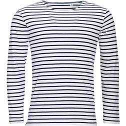 Sols SOLS Mens Marine långärmad stripe T-Shirt White/Navy