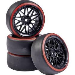 Carson 1:10 Wheel Set Drift (4) black/red TAMC900157