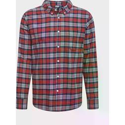 Urban Classics Men's Plaid Cotton Shirt, Asphalt/red