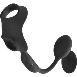 Rebel Men’s Gear Cock Ring with Remote-controlled Butt Plug Black