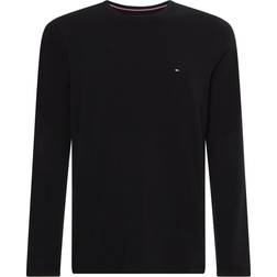 Tommy Hilfiger Langærmet slim-T-shirt med stretch og ikonlogo i økologisk bomuld-Sort