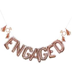 Ginger Ray Rose Gold Foil Engaged Balloon Bunting Banner, Party Decoration