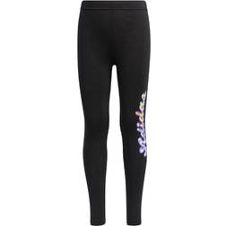 Adidas Younger Girls Graphic Logo Leggings Black/Silver