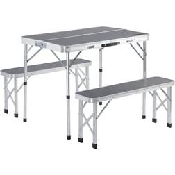 Casaria Tavolo da campeggio con 2 panche alluminio grigio