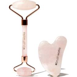 Brushworks Rose Quartz Roller & Gua Sha Set 2 stk