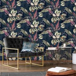 Belgravia Decor Paradise Garden Navy Wallpaper