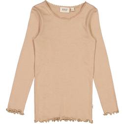 Wheat Affogato Rib Blouse Lace