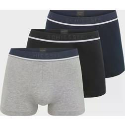 Schiesser 3 Pack Biokatoen Shorts - Zwart/Grijs