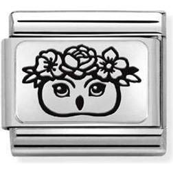 Nomination Classic Silvershine Owl Flowers 330111/30
