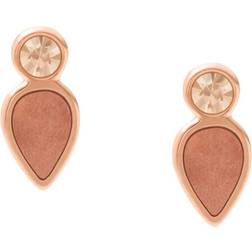 Fossil Val Salted Caramel Women's Caramel Mother of Pearl Stud Earring, JF03810791