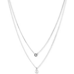 DKNY Colour Cubic Zirconia Layered Charm Necklace