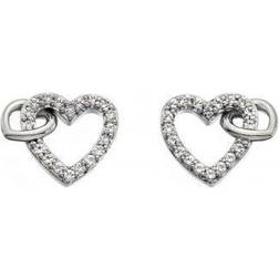 Hot Diamonds Togetherness Open Heart Earrings - Silver/Diamonds