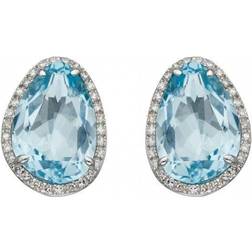 John Greed Irregular Earrings - White Gold/Topaz/Diamonds