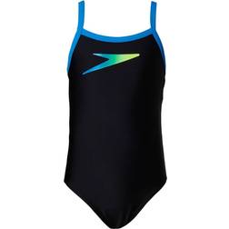 Speedo Boom Placement Thin Strap Muscleback Swimsuit - Black/Blue