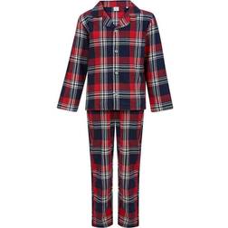 SF Minni Barn/Kids Tartan lång pyjamasuppsättning Red/Navy 11-12