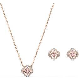 Swarovski Una Rose Gold Tone Plated And Zirconia Necklace And Earrings Set 5516488 For Women