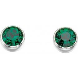 Beginnings Beginnings Sterling E4926G Emerald Swarovski Stud Earrings