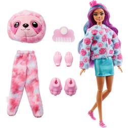 Mattel Barbie Cutie Reveal Fantasy Series Doll with Sloth Plush Costume & 10 Surprises