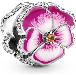 Pandora Pansy Flower Charm - Silver/Pink/Orange