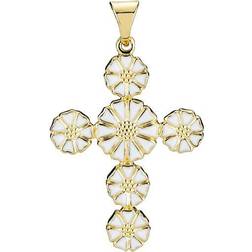 Lund Copenhagen Daisy Cross Pendant - Gold/White