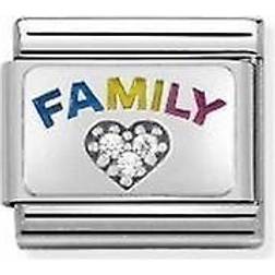 Nomination Composable Classic Link Family with Heart Charms - Silver/Transparent/Multicolour