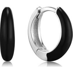 Raven Enamel Sleek Huggie Hoop Earrings E031-02H-K