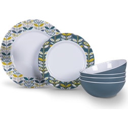 Kampa Flora Heritage 12 Piece Melamine Dinner Set