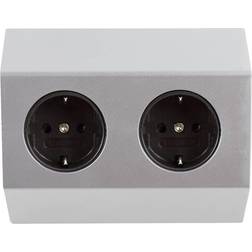 Heitronic Salerno Hörnbox 2-vägs uttag Silver/Vit
