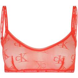 Calvin Klein CK One logo mesh unlined bralette in terracotta-Orange