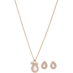 Fossil Stevie Classics Necklace and Earrings Set - Rose Gold/White/Transparent