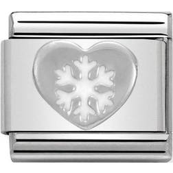 Nomination Classic Silvershine Christmas Heart and Snowflake Charm - Silver/White