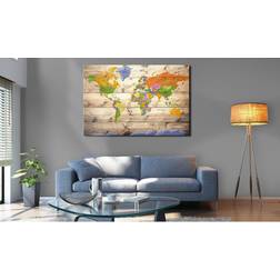 Arkiio Map on wood Colourful Travels 90x60 Tavla 90x90cm