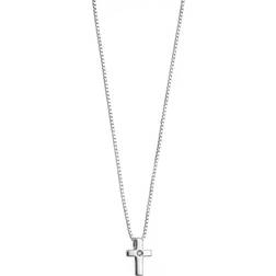 D For Diamond Cross Pendant Necklace - Silver/Transparent