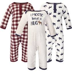 Little Treasure Baby Boy Cotton Coveralls 3-Pack - Moose Hug
