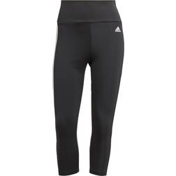 adidas High Rise 3-Stripes 3/4 Sport Tights - Black/White