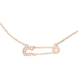 Adornia 14K Rose Vermeil Safety Pin Heart Necklace